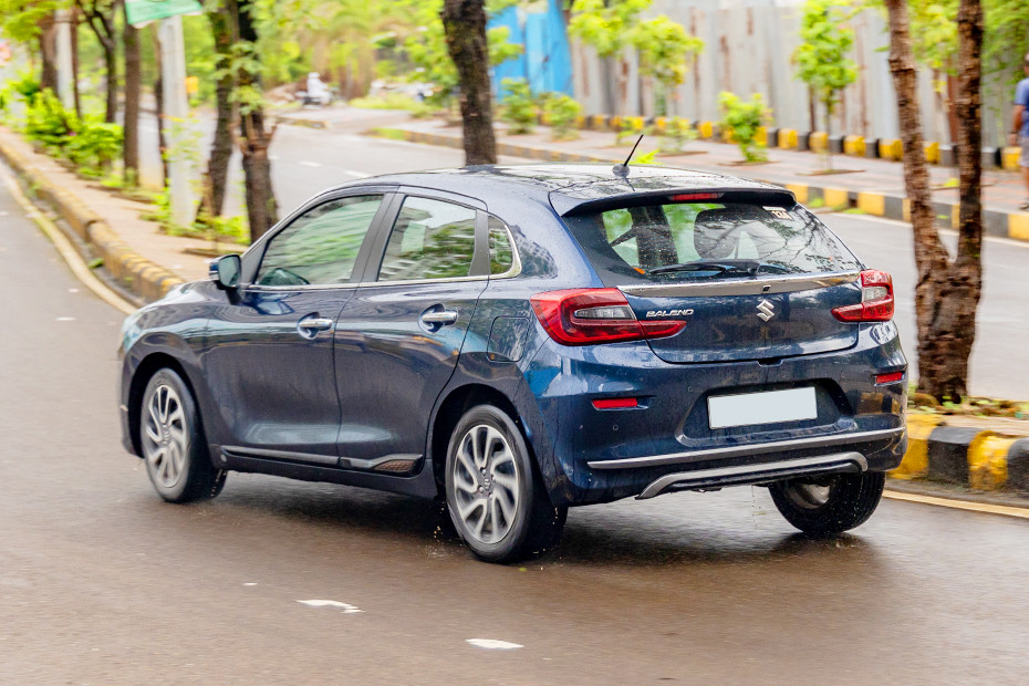 Maruti Baleno Driving: Rear Left Three Quarter View