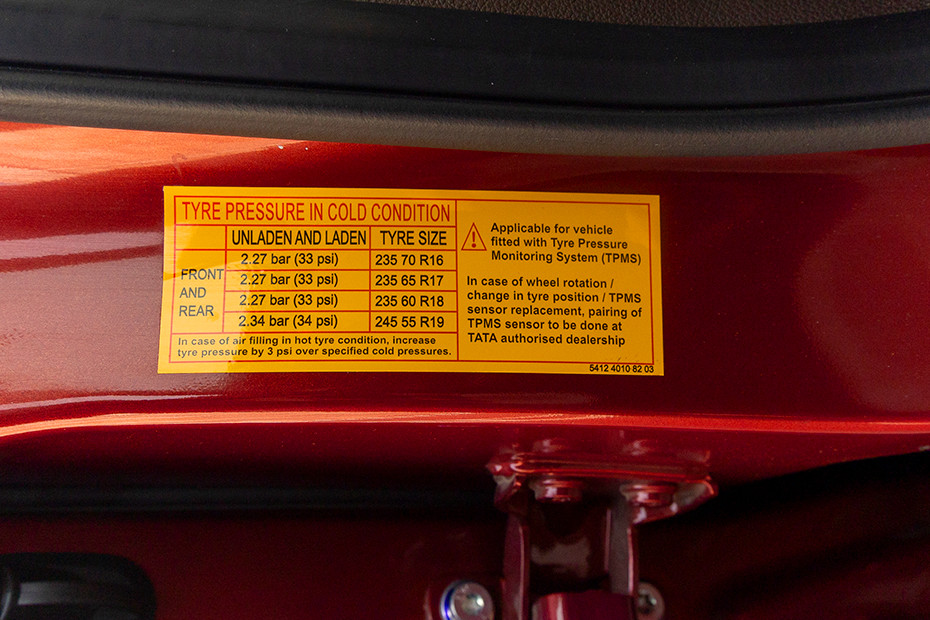 Tata Harrier Tyre Pressure Information