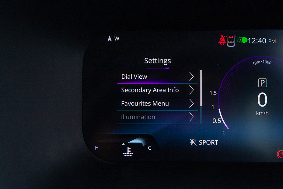 Tata Nexon Settings Menu