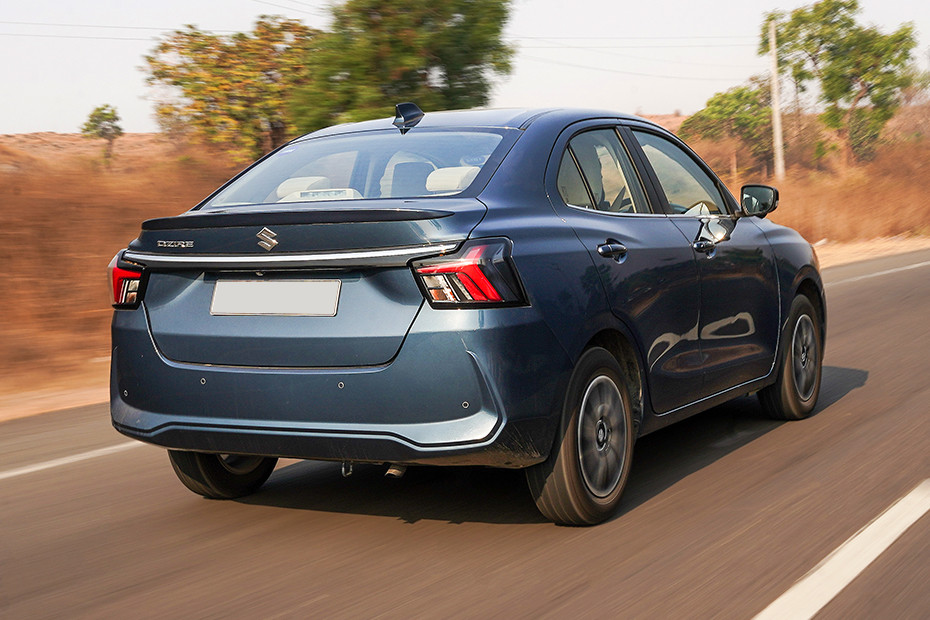 Maruti Dzire Driving: Rear Right Three Quarter View