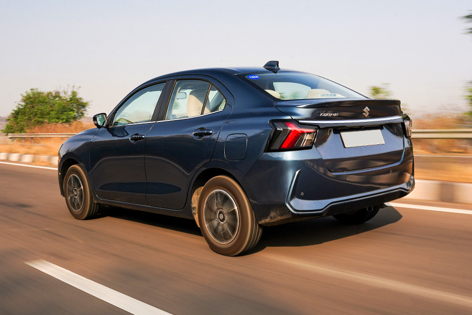 Maruti Dzire Driving: Rear Left Three Quarter View