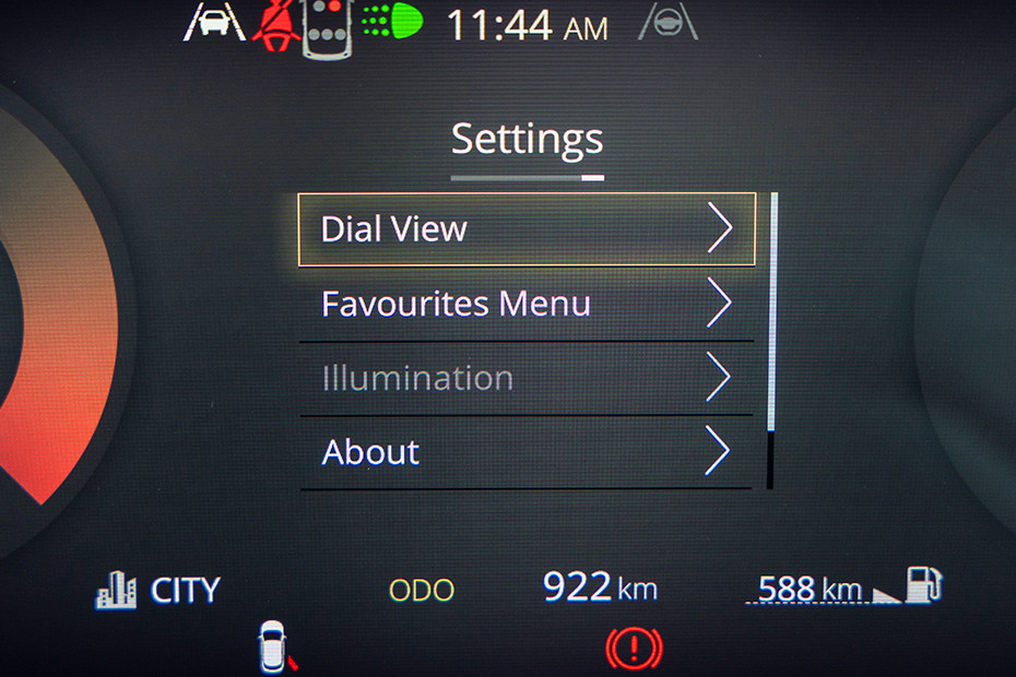 Tata Sierra Settings Menu